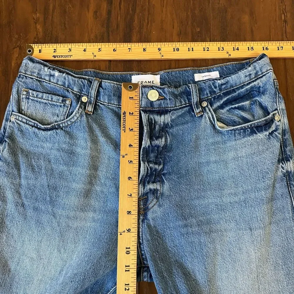 FRAME Le Slouch Straight Leg Low Rise Jeans in Iceberg Distressed - Picture 13 of 15
